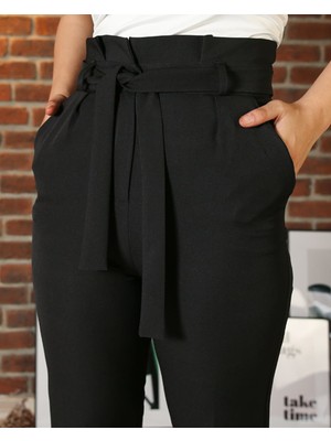The Pantolon Yüksek Bel Kuşaklı Siyah Kadın Havuç Pantolon