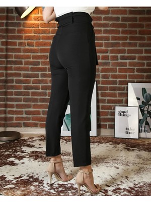 The Pantolon Yüksek Bel Kuşaklı Siyah Kadın Havuç Pantolon