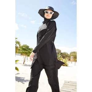 File Detaylı Siyah Tesettür Mayo H20-2853