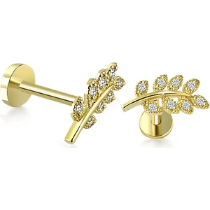 Yapar Jewellery 14 Ayar Altın Dal Motifli Kulak Piercing
