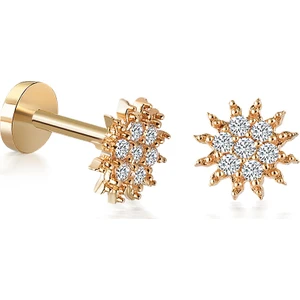 Yapar Jewellery 14 Ayar Altın Taşlı Güneş Tragus Piercing