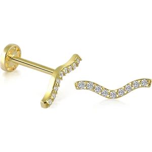 Yapar Jewellery 14 Ayar Altın Taşlı Kıvrımlı Piercing