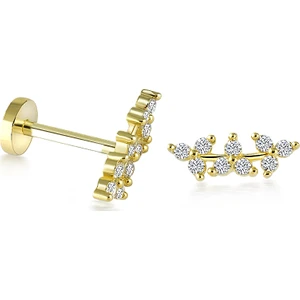 Yapar Jewellery 14 Ayar Altın Taşlı Dal Kulak Piercing