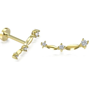 Yapar Jewellery 14 Ayar Altın Düz Tria Kulak Piercing