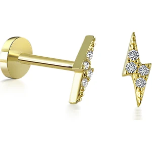 Yapar Jewellery 14 Ayar Altın Taşlı Yıldırım Kulak Piercing
