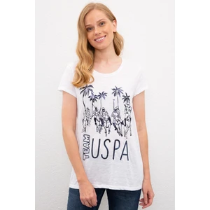 U.S. Polo Assn. Kadın Beyaz T-Shirt 50216139-VR013
