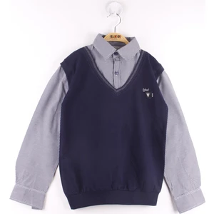 Erkek Çocuk Gömlek Yaka Okul Düğmeli Sweatshirt