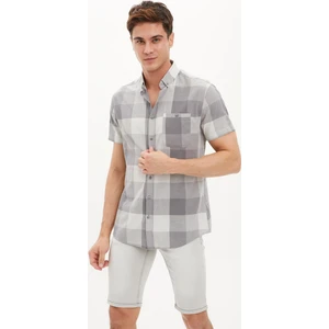 Slim Fit Kare Desenli Kısa Kollu Gömlek N9722AZ20SM