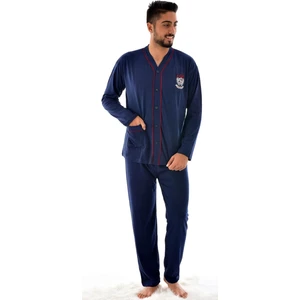 Ri̇molli̇ Erkek 960 Uzun Kol Boy Düğmeli Süprem Pijama Takımı Lacivert