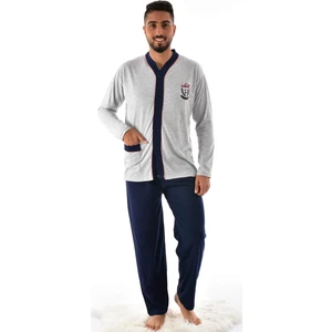 Ri̇molli̇ Erkek 960 Uzun Kol Boy Düğmeli Süprem Pijama Takımı Gri