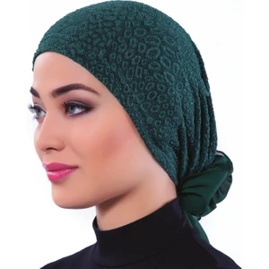 Fidan Bone Brokar Tüllü Hürrem Yeşili Bone