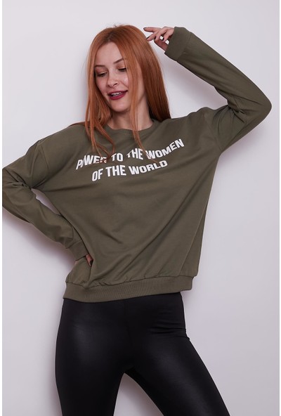 Vog Kadın Power To The Women Yazılı Basic Sweatshirt