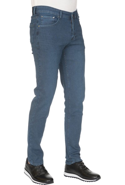 White Stone Pamuklu Likralı Spor Jean Pantolon 5 Cep Blue