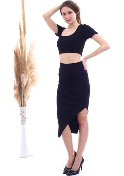 20061945 Kaşkorse V Yaka Bluz+Etek Ikili Tk. Siyah indirimleri