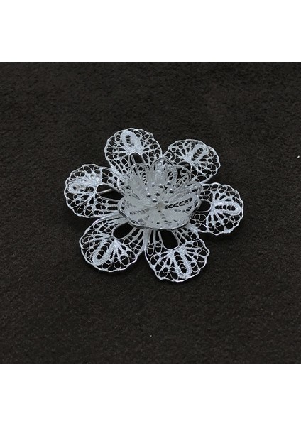 Papatya Tasarım Elişçiliği Telkari Gümüş Broş (Yaka Iğnesi)