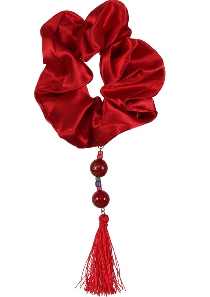 Hahai Kadın Boncuklu Püskül Detaylı Scrunchie Toka