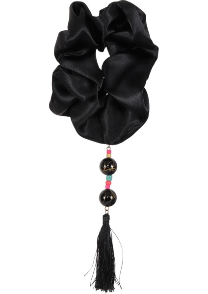 Hahai Kadın Boncuklu Püskül Detaylı Scrunchie Toka