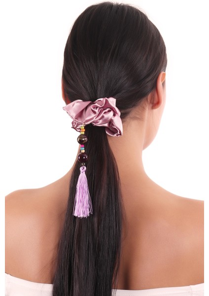 Hahai Kadın Boncuklu Püskül Detaylı Scrunchie Toka fiyatları