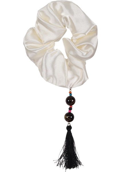 Hahai Kadın Boncuklu Püskül Detaylı Scrunchie Toka