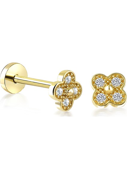 Yapar Jewellery 14 Ayar Altın Yonca Tragus Piercing