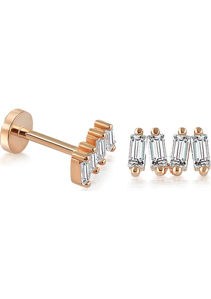 Yapar Jewellery 14 Ayar Altın 4'lü Baget Piercing