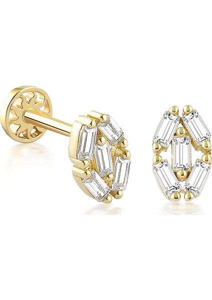 Yapar Jewellery 14 Ayar Altın Bagetli Tragus Piercing