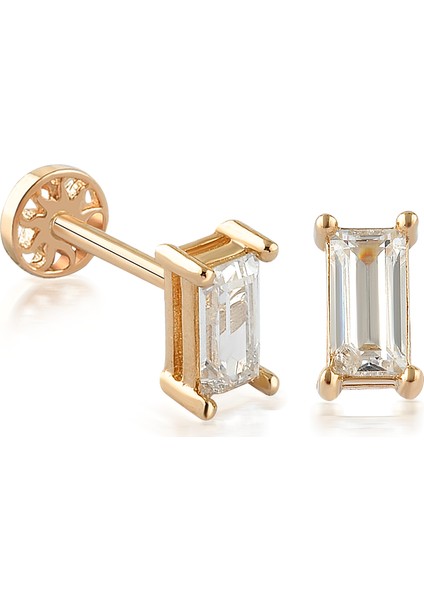 Yapar Jewellery 14 Ayar Altın Baget Tek Taş Tragus Piercing