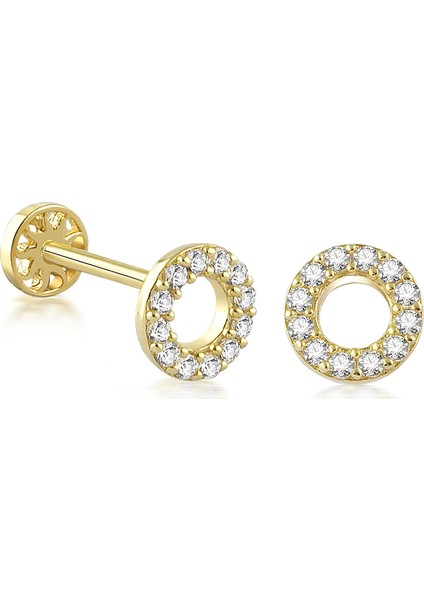 Yapar Jewellery 14 Ayar Altın Taşlı Daire Tragus Piercing