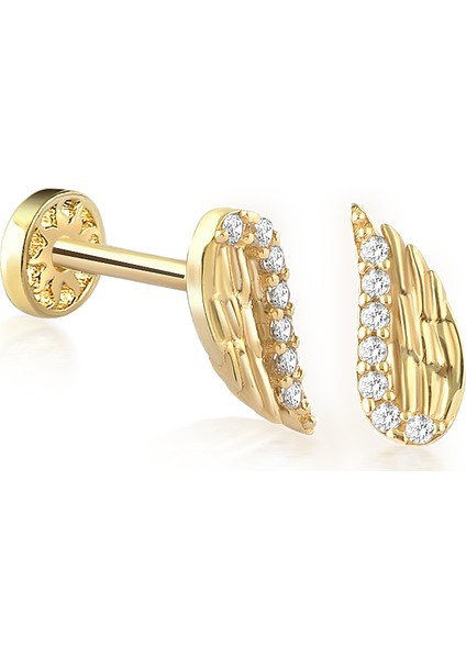 Yapar Jewellery 14 Ayar Altın Taşlı Kanat Piercing