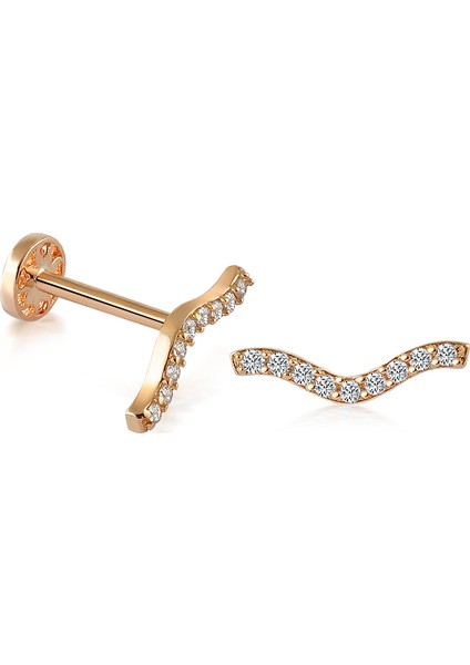 Yapar Jewellery 14 Ayar Altın Taşlı Kıvrımlı Piercing