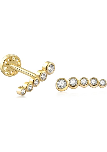 Yapar Jewellery 14 Ayar Altın 5 Taşlı Kulak Piercing