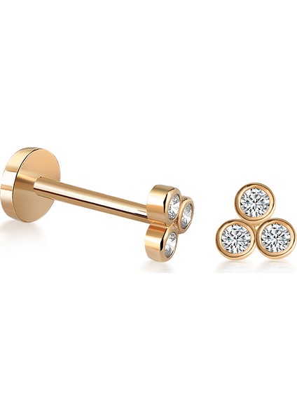 Yapar Jewellery 14 Ayar Altın 3 Taşlı Kulak Piercing