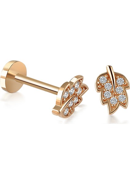 Yapar Jewellery 14 Ayar Altın Yaprak Kulak Piercing