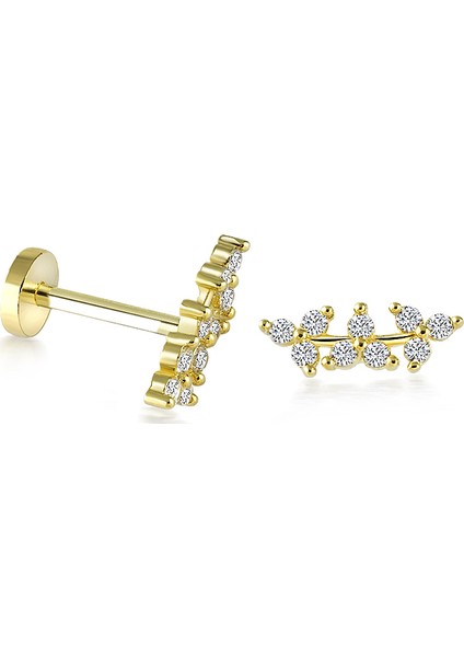 Yapar Jewellery 14 Ayar Altın Taşlı Dal Kulak Piercing