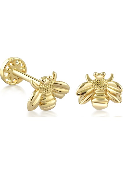 Yapar Jewellery 14 Ayar Altın Arı Motifli Kulak Piercing