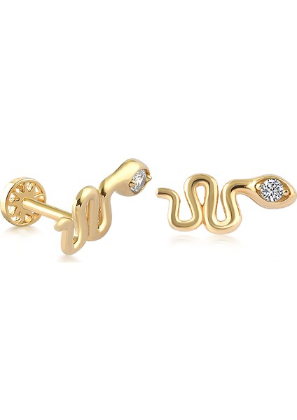 Yapar Jewellery 14 Ayar Altın Taşlı Yılan Kulak Piercing