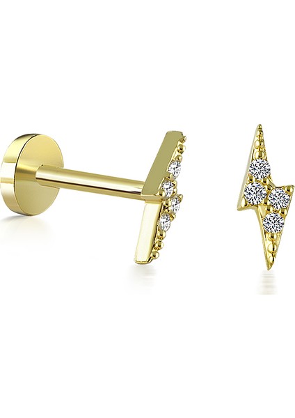 Yapar Jewellery 14 Ayar Altın Taşlı Yıldırım Kulak Piercing