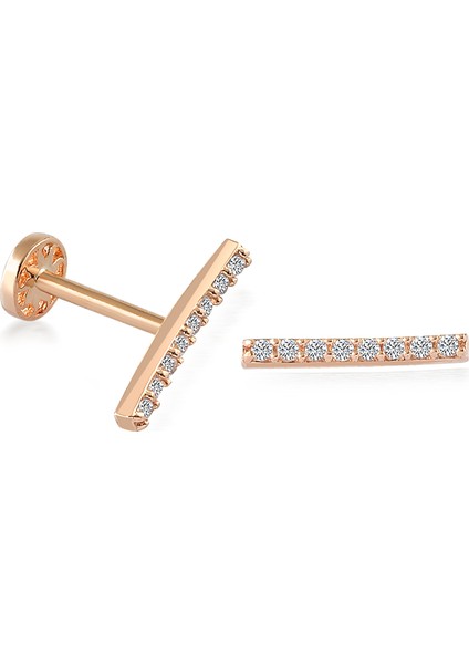 Yapar Jewellery 14 Ayar Altın Taşlı Bar Kulak Piercing