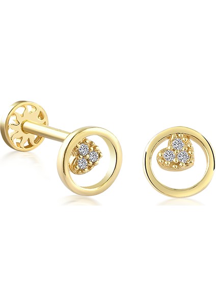 Yapar Jewellery 14 Ayar Altın Halka Kalp Kulak Piercing