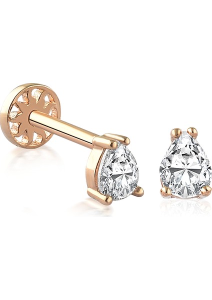 Yapar Jewellery 14 Ayar Altın Tırnaklı Damla Kulak Piercing