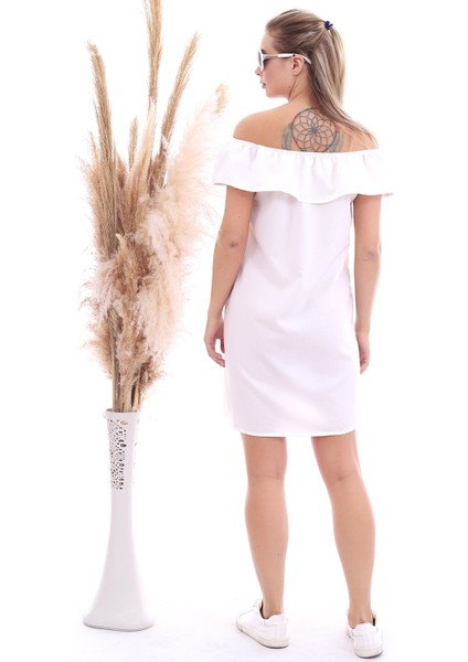 20070787 Dok.keten Madonna Yaka Elbise Ekru indirimleri