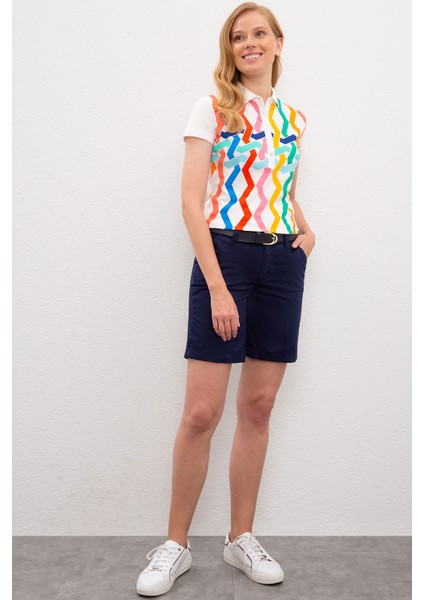 Kadın Lacivert Dokuma Bermuda Capri 50218470-VR033