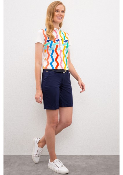 Kadın Lacivert Dokuma Bermuda Capri 50218470-VR033