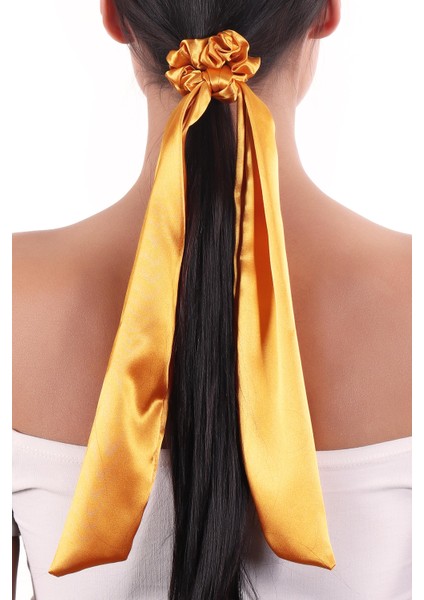 Hahai Kadın Uzun Kurdele Model Saten Scrunchie Toka