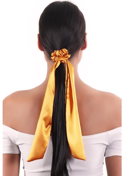 Hahai Kadın Uzun Kurdele Model Saten Scrunchie Toka