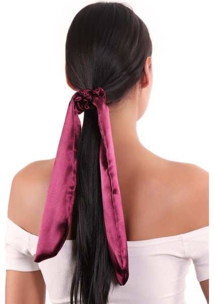 Hahai Kadın Uzun Kurdele Model Saten Scrunchie Toka