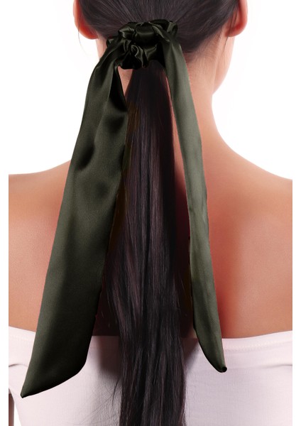 Hahai Kadın Uzun Kurdele Model Saten Scrunchie Toka