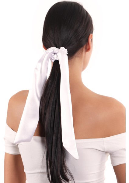 Hahai Kadın Uzun Kurdele Model Saten Scrunchie Toka
