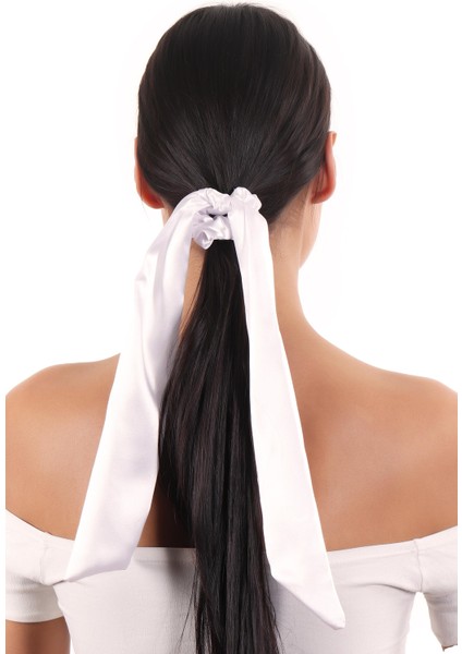 Hahai Kadın Uzun Kurdele Model Saten Scrunchie Toka