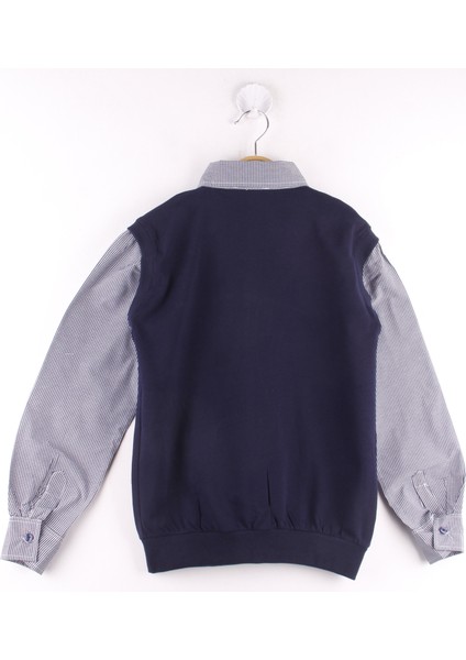 Erkek Çocuk Gömlek Yaka Okul Düğmeli Sweatshirt